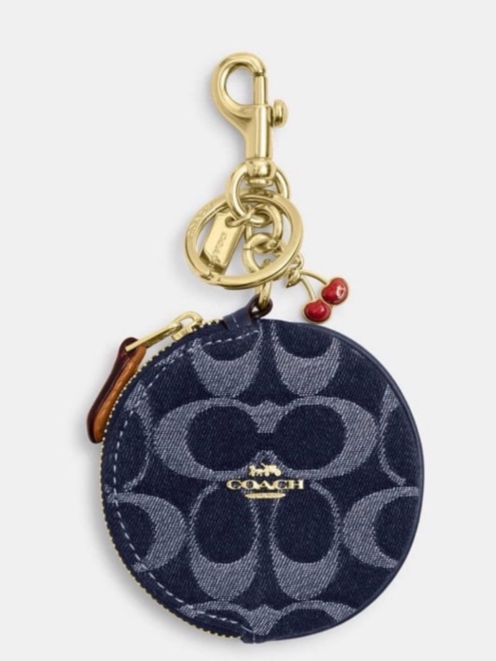 Coach Circular Coin Pouch Bag Charm in Signature Denim